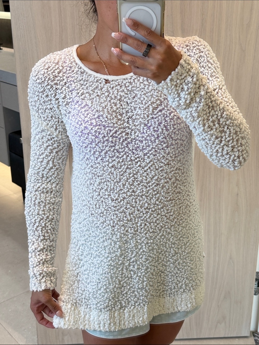 💕NWT Cozy Cream Popcorn Knit Long-Sleeve Top💕